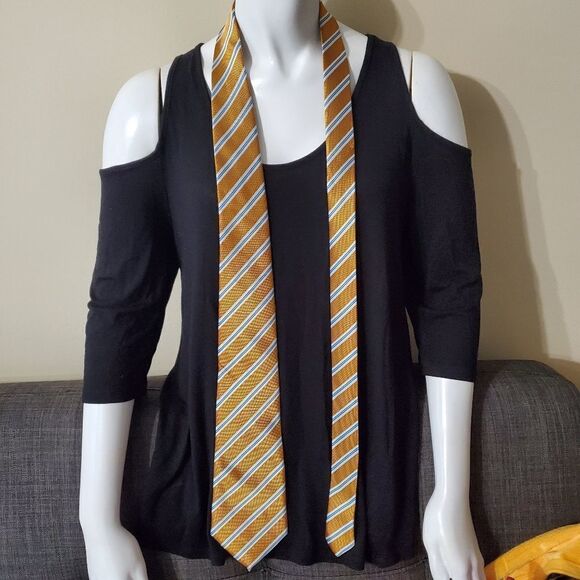 Giorgio Armani Orange, White, & Blue Silk Tie - Picture 2 of 7